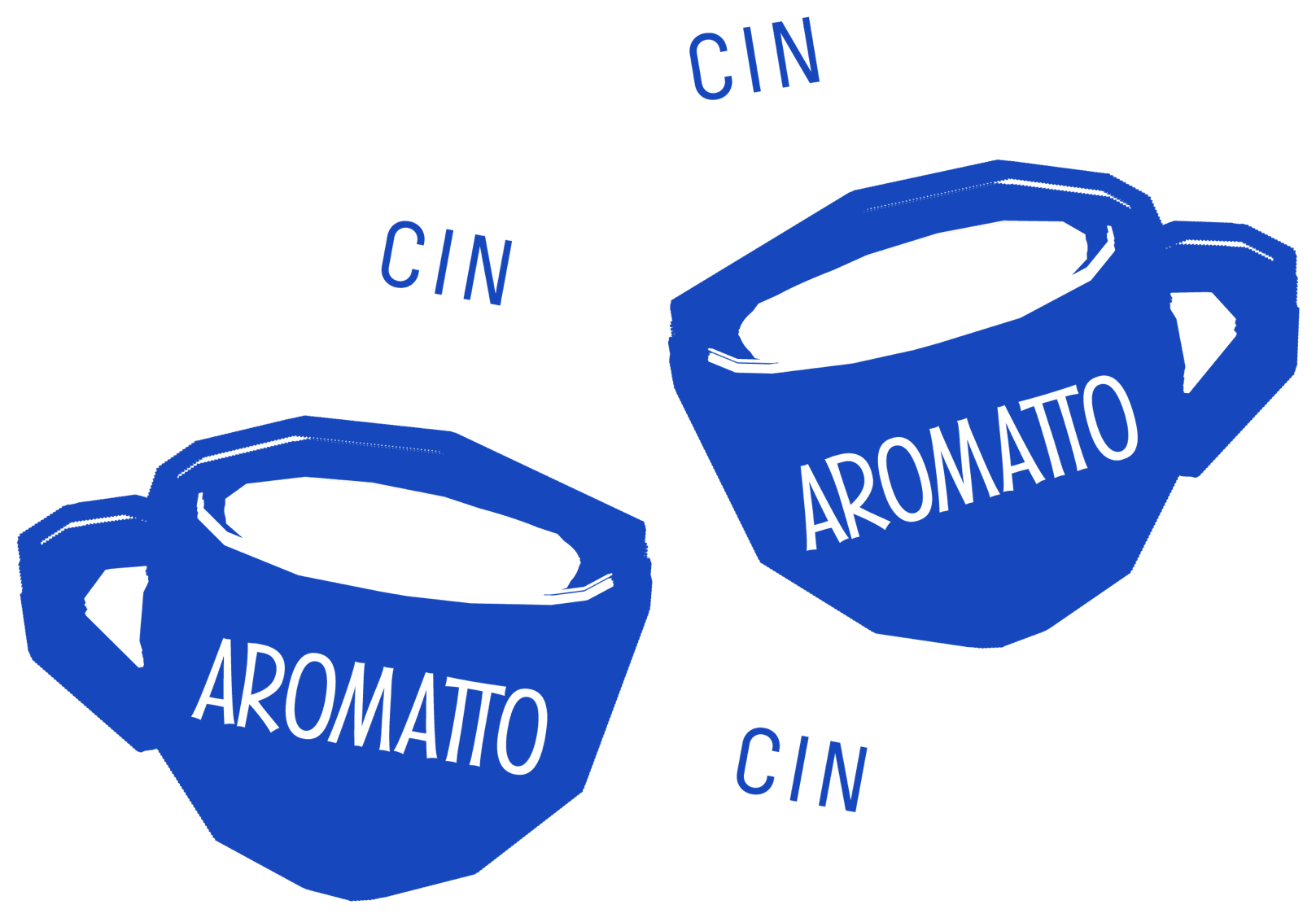 Two illustrated Aromatto espresso cups